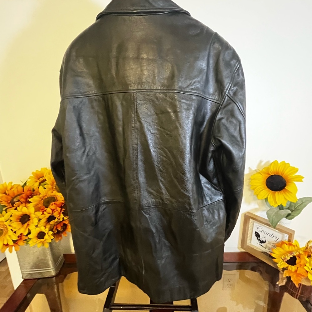 🖤 Authentic Adler Leather Jacket Mens Medium Black Vintage Button Front Coat - Picture 9 of 9